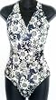 Marsol Missy 1PC Surplice Wrap Swimsuit Black/Cream Floral Sizes 36 (12) - 42(18)