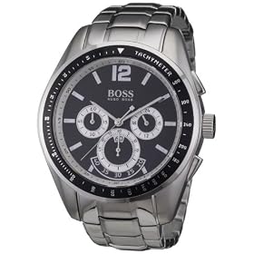 Hugo Boss - 1512404 - Montre Homme - Quartz Analogique - Cadran Noir - Chronographe - Bracelet Acier Inoxydable Argent