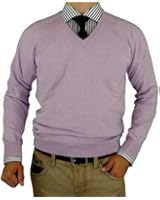 Luciano Natazzi Classic Fit V-Neck Premium Cotton Sweater with a Cashmere Touch