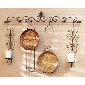 39 Scroll Design Wall Mounted Plate Rack and Candle Holder by CC Home Furnishings