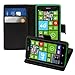 kwmobile Case Compatible with Nokia Lumia 625 - Wallet Case PU Leather Phone Cover with Card Holder Slots - Black