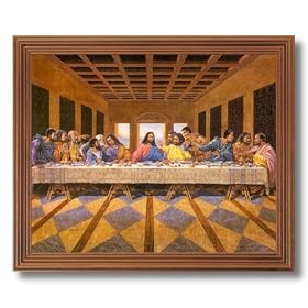 African American Black The Last Supper Jesus Christ Religious Picture Oak Framed Art Print by Framed Art