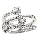 Round prong and Pave Set By-Pass Diamond Band .69cttw