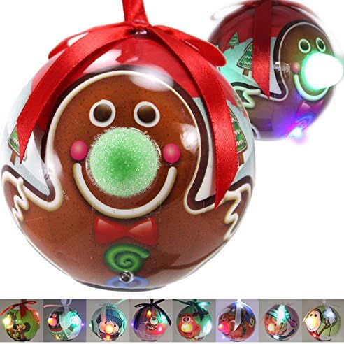 Christmas Hanging Light-Up Ball Ornaments Elf Nutcracker (MANY STYLES AVAILABLE)