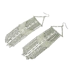 Silvertone Seed Bead Tassel Dangle Earrings Fashion Jewelry