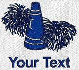 Personalized custom embroidered cheerleading megaphone & pom poms design on ladies polo shirt