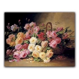 Basket of Roses - Box Set of 12 Greeting Cards and Patterned Envelopes