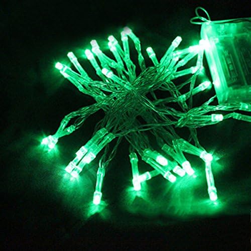 Christmas Light String with Transparent Battery Holder Colorful Crystal Lamp 16.5ft 50 Lamps Green