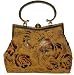 Tan Base, Yellow Beaded, Flower Pattern, a Beautiful Vintage Evening Handbag W/chain