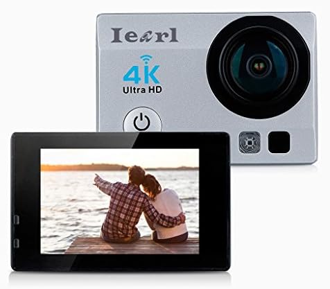 Iearl IE8000 Sports Action Camera - 2 Inch LCD Screen WiFi 4K 16 MP 30M Waterproof With Two Batteries Support up to 64GB Storage - 170° Wide Angle Lens (Silver)