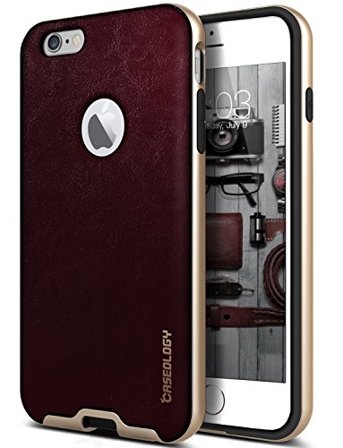 iPhone 6 Case, Caseology® [Envoy Series] Premium Leather Bumper Cover [Cherry Oak] [Leather Bound] for Apple iPhone 6 (2014) & iPhone 6S (2015) - Cherry Oak