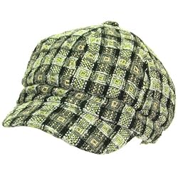 Wool Woven Square Knit Full Newsboy Cabby Cap Hat Gray