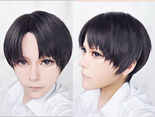 Attack on Titan Black Levi / Rivaille Cosplay Wig With Hair Cap