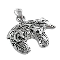 Western Native American Indian Zuni Bear Fetish with Carved Details Sterling Silver Pendant