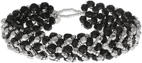 Chevron Right Angle Weave Bracelet - Black/Silver - Exclusive Beadaholique Jewelry Kit