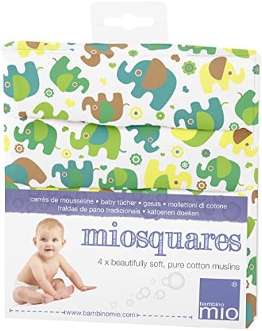 Bambino Mio, Miosquares (Muslin Squares) 70 x 70cm, Elephant Parade, 4 Count