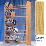 Solid Oak Dowel CD Rack - Holds 84 CDs (honey oak) (14.5H x 18.25W x 7.25D)