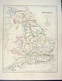 BRITANNIA MAP ENGLAND GEOGRAPHICAL BRITAN ANTIQUE PRINT