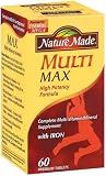 Nature Made Multi Mega/Multi Max Multiple Vitamin and Mineral Supplement Tablets, 60-Count Bottles (Pack of 2)
