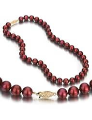 14 Yellow Gold 9-10mm Cranberry Freshwater Cultured Pearl Necklace AA+ Quality Pearls, 18 Inch