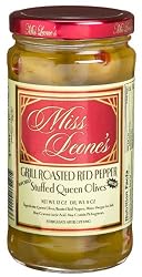 Miss Leone's Grill Roasted Pepper Stuffed Queen Olives, 12-Ounce Jars (Pack of 3)