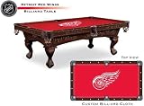 Detroit Red Wings Logo Pool Table with Elmhurst Legs and Cinnamon Finish