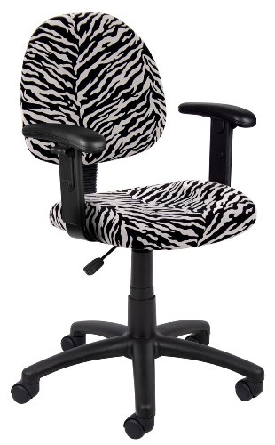 Boss Office Products B326-ZB Perfect Posture Delux Microfiber Task Chair with Adjustable Arms in Zebra