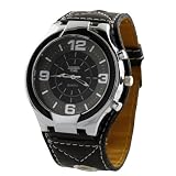 Big Face Dial Men Watches Super Mens Quartz Leatheroid Wrist Watch