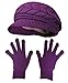 HINDAWI Winter Hat and Gloves for Women Knit Warm Snow Ski Outdoor Caps Touch Screen Mittens Purple