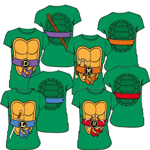  TMNT Teenage Mutant Ninja Turtles Costume Green Juniors T-shirt Tee