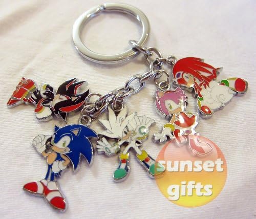 SONIC The Hedgehog keychain set - includes Sonic, Amy Rose, Knuckles, Shadow & Metal !!