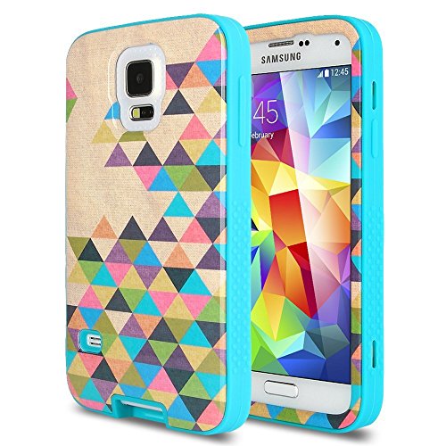 Galaxy S5 Case, ULAK Hybrid Soft Silicone + Hard Plastic Protective Hard Case for Samsung Galaxy S5 (Competely incomplete+Blue)