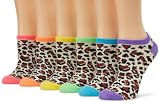 K. Bell Socks Women's 6-Pack Digital Cheetah, Brown, 9-11