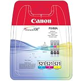 Canon CLI 521 Color Multipack Cartouche d'encre d'origine Jaune, Cyan, magentapar Canon