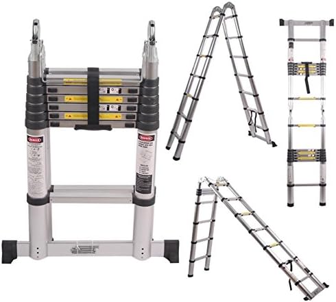 HISAFE 12.5FT(3.8m) 330LBs High Quality Foldable Aluminum Alloy A-type Telescopic Ladder