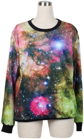 LoveLiness Neon Galaxy Cosmic Colorful Patterns Print Sweatshirt Sweaters (One Size, Multicolor)