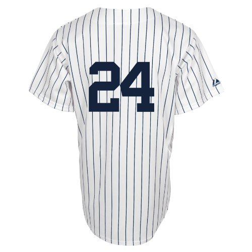 MLB Men's New York Yankees Robinson Cano White/Navy Pinstrps Home Short Sleeve 6 Button Synthetic Replica Baseball Jersey Spring 2012  (White/Navy Pinstrps, Small)