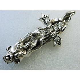 【クリックで詳細表示】シルバー スカル・十字架・ジルコニアペンダント silver925： ジュエリー通販