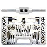 Professional-Grade 40-Piece High-Strength Steel Alloy Tap & Die Hexagon Set - Metric - M3 to M12