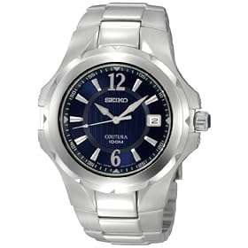 Seiko Men's Coutura Silver-Tone Blue Dial Watch #SGEE67
