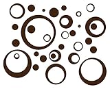 Wall Decor Plus More WDPM041 Wall Vinyl Sticker Decal Circles and Rings, Chocolate Brown, 25-Piece