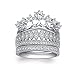 .925 Sterling Silver Cubic Zirconia Crown Tiara 2 Band Set Ring