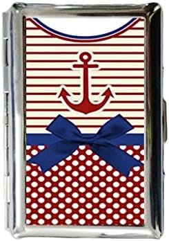 Anchor Chevron Retro Vintage Tribal Nebula Custom Business Classic Metallic Silver Color Cigarette Case HolderPlane With Sunset Glow