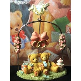 Collectible Figurines ~ Swinging Wedding Rings Pendulum Figurine in Gift Box By Cherished Teddies