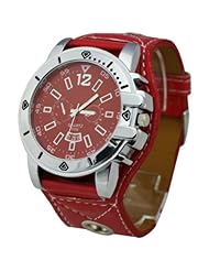 HACBIWA 2013 Classic Men Women Red Letheroid Wrist Watches Big Dial Watches