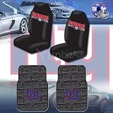 NFL New York Giants Car Seat Covers, Floor Mats Set with Bonus CD Wallet