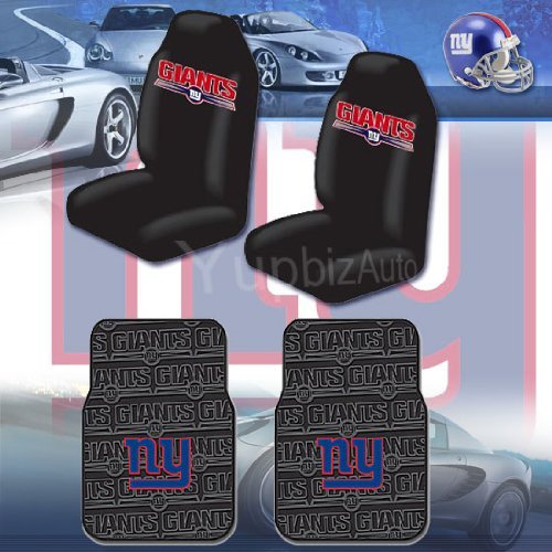 NFL New York Giants Car Seat Covers, Floor Mats Set with Bonus CD Wallet