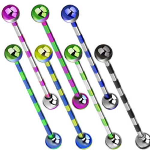Titanium Anodized Duo-Tone Striped Industrial Barbell 14G 1 & 1/2