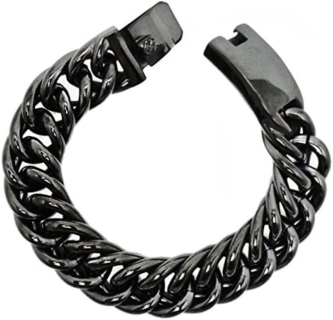 Black Stainless Steel 20mm Thick 9" Curb Chain Link Bracelet
