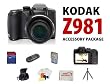 Kodak EasyShare Z981 14MP Digital Camera with Schneider-Kreuznach Variogon 26x Wide Angle Optical Image Stabilized Zoom Lens and 3.0 Inch LCD With The Essential Accessory Package Kit Includes 8GB High Speed Error Free Memory Card, Card Reader, 4 AA Rechargeable Batteries W/ Home & Car Charger, Deluxe Case, Gripster Pro Flexible Tripod, Lens Cleaning Kit, LCD Screen Protectors + More Kodak EasyShare Z981 14MP Digital Camera with Schneider-Kreuznach Variogon 26x Wide Angle Optical Image Stabilized Zoom Lens and 3.0 Inch LCD With The Essential Accessory Package Kit Includes 8GB High Speed Error Free Memory Card, Card Reader, 4 AA Rechargeable Batteries W/ Home & Car Charger, Deluxe Case, Gripster Pro Flexible Tripod, Lens Cleaning Kit, LCD Screen Protectors + More